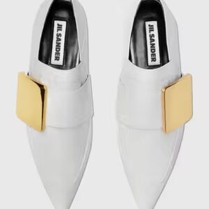 Jil Sander White embellished leather loafer US 7.5 New